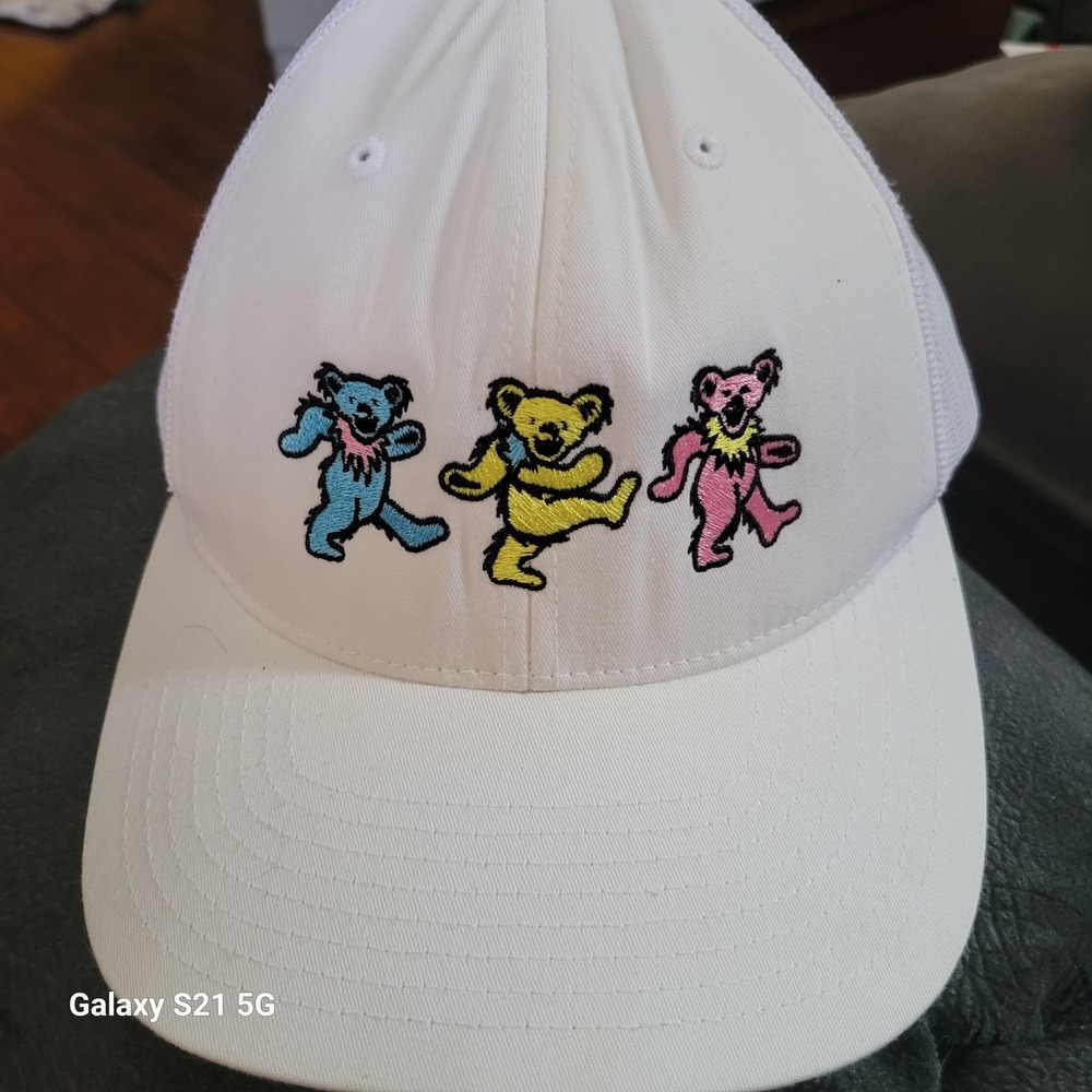 Forum Grateful Dead Dancing Bears Trucker Hat White Mesh Snapback Cap Mens